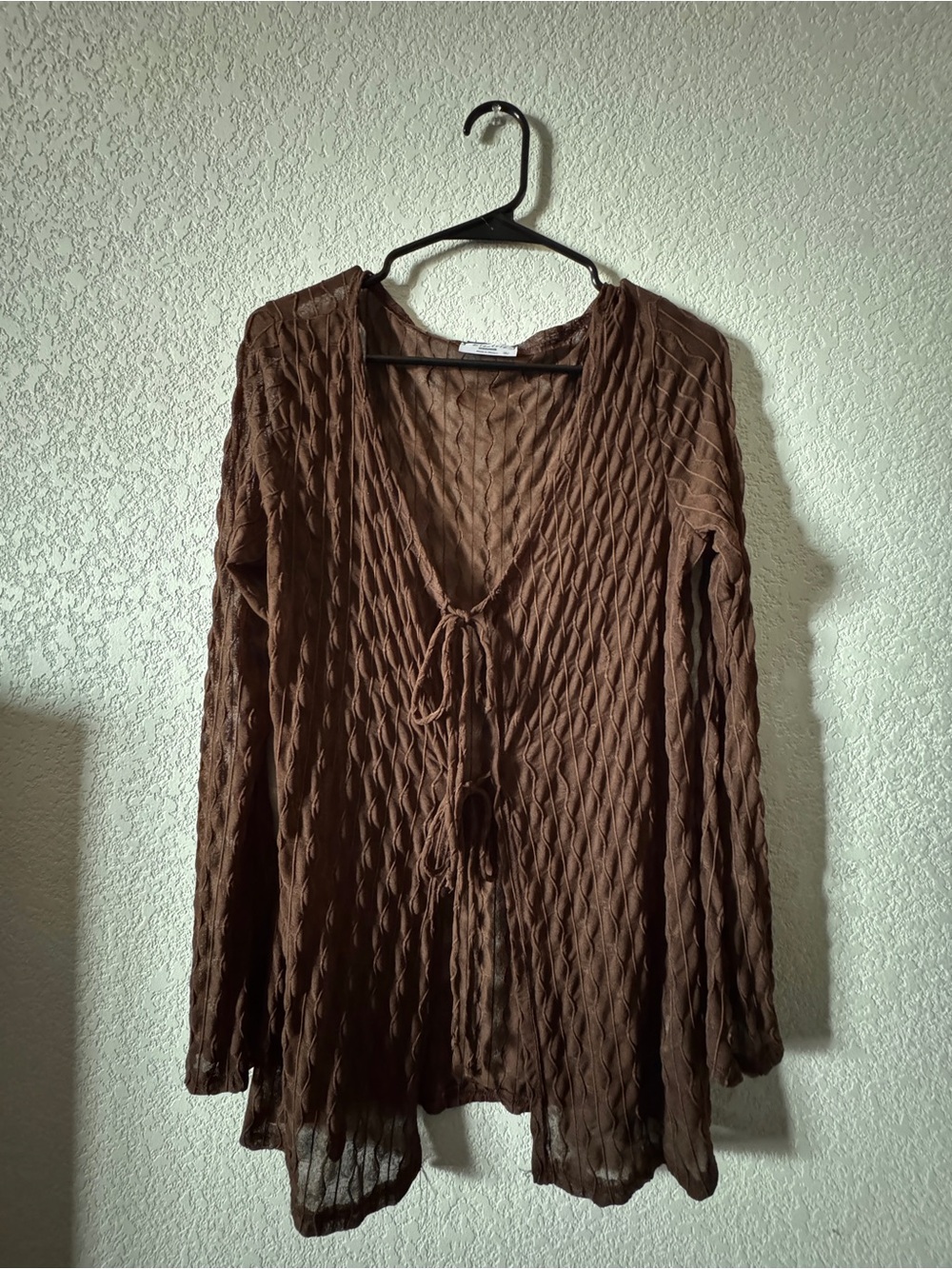 Electric Family Chocolate Brown Crinkle Tie-Front Tunic Top